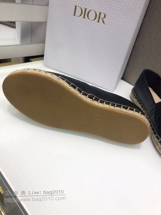 DIOR女鞋 迪奧2021專櫃新款Granville草編漁夫鞋 Dior字母logo平底懶人鞋  naq1535